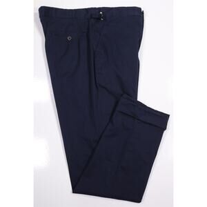 Luxire Custom Made Navy Blue Cotton Side Buckle Chino Pants 38x31